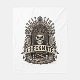 Schaakmat Schedel Koning Vintage Schaken Fleece Deken