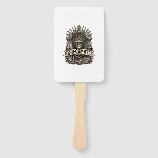 Schaakmat Schedel Koning Vintage Schaken Handwaaier (Voorkant)