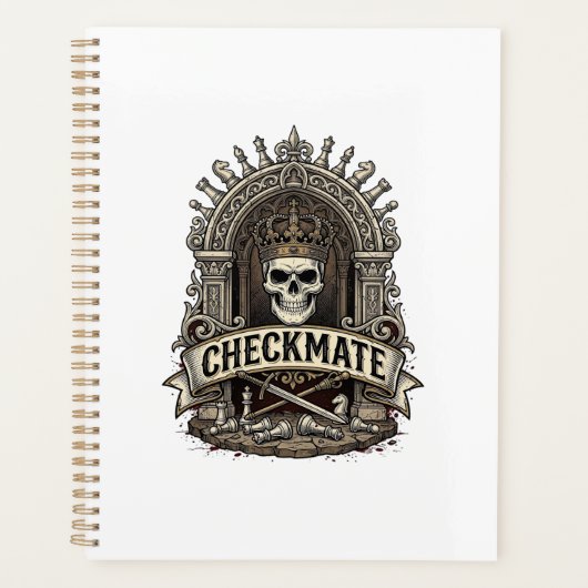 Schaakmat Schedel Koning Vintage Schaken Planner (Voorkant)