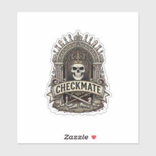 Schaakmat Schedel Koning Vintage Schaken Sticker