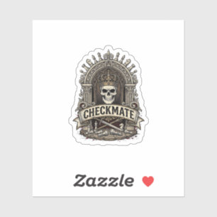 Schaakmat Schedel Koning Vintage Schaken Sticker