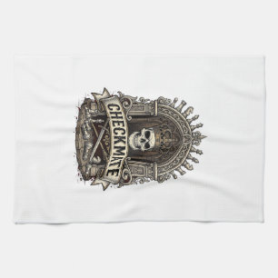 Schaakmat Schedel Koning Vintage Schaken Theedoek