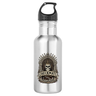 Schaakmat Schedel Koning Vintage Schaken Waterfles