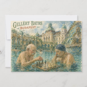 Schaakmatch Gellert Baths Boedapest Hongarije Bedankkaart