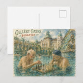 Schaakmatch Gellert Baths Boedapest Hongarije Briefkaart (Voorkant / Achterkant)