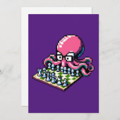 Schaakmeester Octopus - Grappige Pixel Art Strateg Feestdagenkaart (Voorkant / Achterkant)