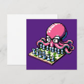 Schaakmeester Octopus - Grappige Pixel Art Strateg Kaart (Voorkant / Achterkant)