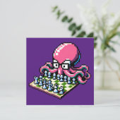 Schaakmeester Octopus - Grappige Pixel Art Strateg Kaart (Staand voorkant)
