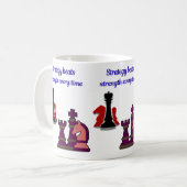 Schaakmok met 'Strategie boven Kracht' Koffiemok (Voorkant links)