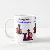Schaakmok met 'Strategie boven Kracht' Koffiemok (Links)