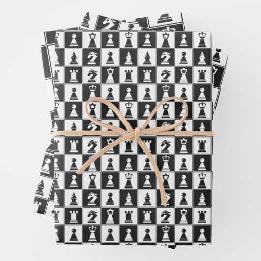 Schaakontwerp inpakpapier Flat Sheet Set (In situ)