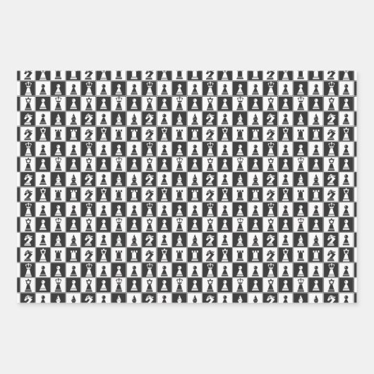 Schaakontwerp inpakpapier Flat Sheet Set (Voorkant)