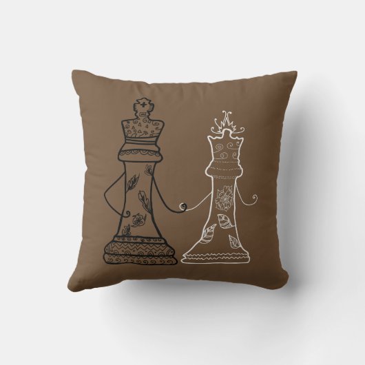 Schaakpaar, Koning & Koninginnekussen Kussen (Achterkant)