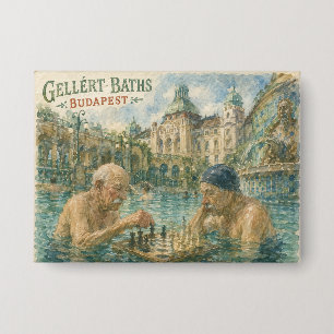 Schaakpartij Gellert Baths Boedapest Hongarije Button