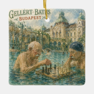 Schaakpartij Gellert Baths Boedapest Hongarije Keramisch Ornament
