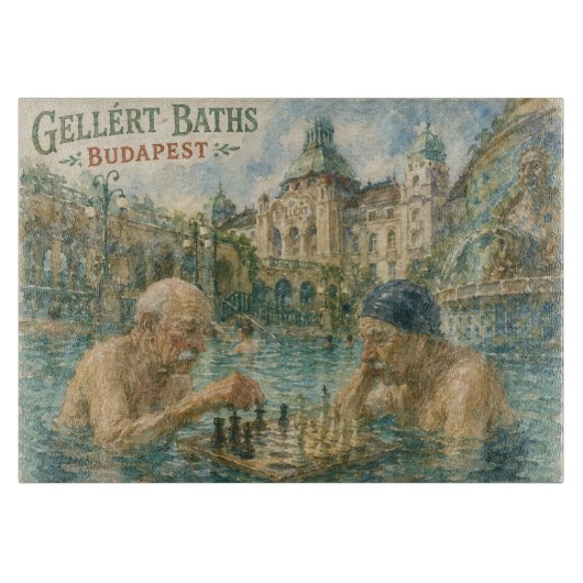 Schaakpartij Gellert Baths Boedapest Hongarije Snijplank (Voorkant)