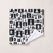 Schaakpuntspatroon - zwart-wit bad handdoek (Wasdoekje)