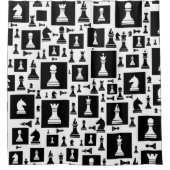 Schaakpuntspatroon - zwart-wit douchegordijn (Voorkant)