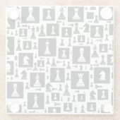 Schaakpuntspatroon - zwart-wit glazen onderzetter (Achterkant)