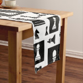 Schaakpuntspatroon - zwart-wit korte tafelloper (Voorbeeld)