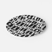Schaakpuntspatroon - zwart-wit papieren bordje (Gekanteld)