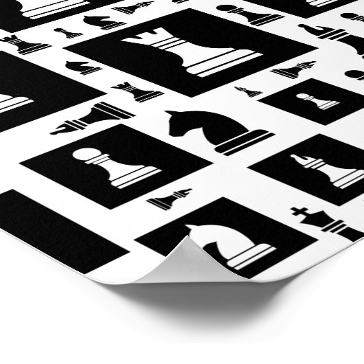 Schaakpuntspatroon - zwart-wit poster (Hoek)