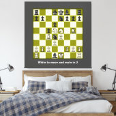 Schaakpuzzel Mate in 2 uitgerekte canvas Print (Insitu (Slaapkamer))