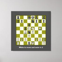 Schaakpuzzel Mate in 2 uitgerekte canvas Print