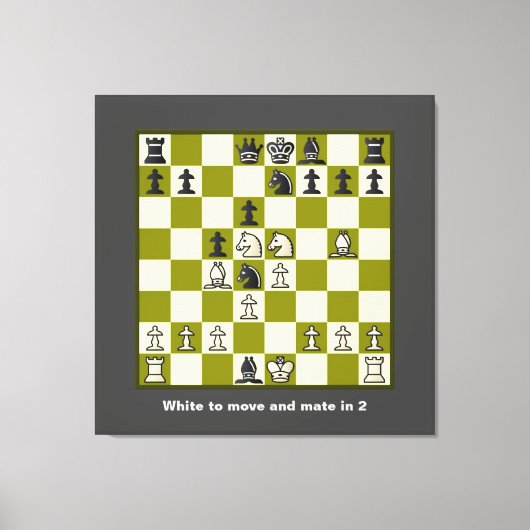 Schaakpuzzel Mate in 2 uitgerekte canvas Print (Voorkant)