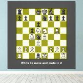 Schaakpuzzel Mate in 2 uitgerekte canvas Print (Insitu (Houten vloer))