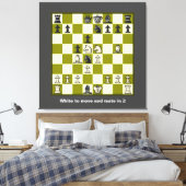 Schaakpuzzel Mate in 2 uitgerekte canvas Print (Insitu (Slaapkamer))