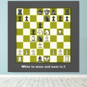 Schaakpuzzel Mate in 2 uitgerekte canvas Print (Insitu (Houten vloer))