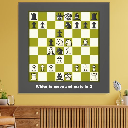 Schaakpuzzel Mate in 2 uitgerekte canvas Print (Insitu (Woonkamer))