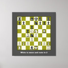 Schaakpuzzel Mate in 2 uitgerekte canvas Print