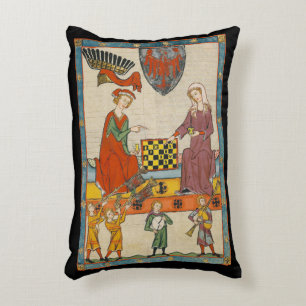 Schaakspel 14e Eeuw Codex Manesse Accent Kussen