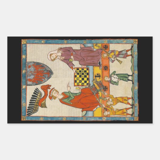 Schaakspel 14e Eeuw Codex Manesse Rechthoekige Sticker (Voorkant)