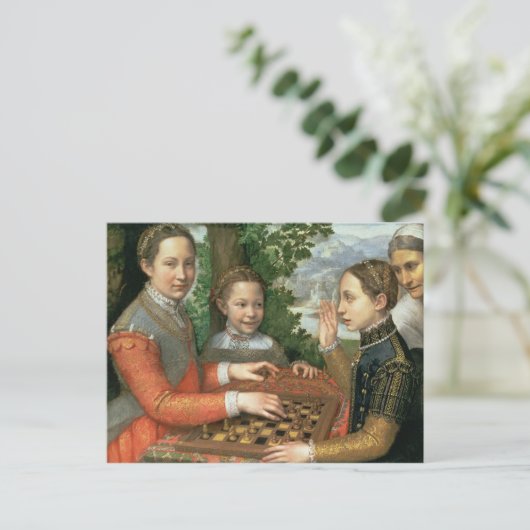 Schaakspel, 1555 briefkaart (Staand voorkant)