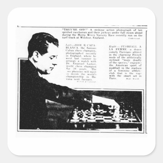 schaakspel Capablanca Master Krant Vierkante Sticker (Voorkant)