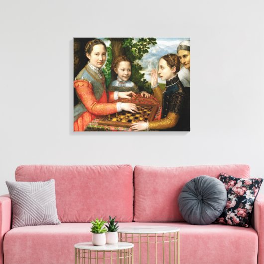Schaakspel door Sofonisba Anguissola - Circa 1555 Canvas Afdruk (Insitu (Woonkamer))