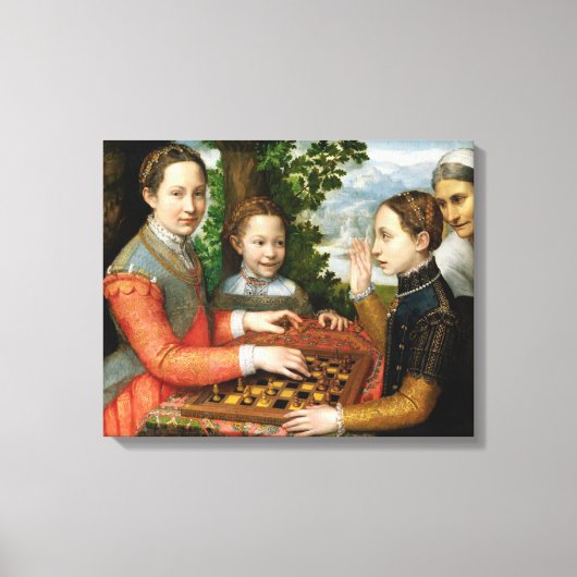 Schaakspel door Sofonisba Anguissola - Circa 1555 Canvas Afdruk (Voorkant)