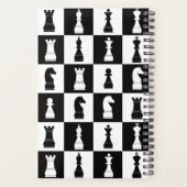 Schaakspel Figuren Zwart En Wit Patroon Naam Planner (Achterkant)
