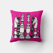 Schaakspel hot pink decor kussen zwart wit kussen (Achterkant)