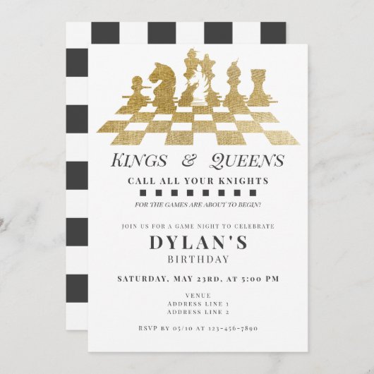 Schaakspel Night Bel je ridders Gouden Verjaardag Kaart (Voorkant / Achterkant)