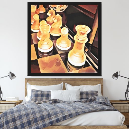 Schaakspel Oorspronkelijke Abstracte kunst Canvas Afdruk (Insitu (Slaapkamer))