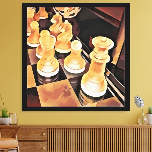 Schaakspel Oorspronkelijke Abstracte kunst Canvas Afdruk (Insitu (Woonkamer))