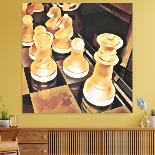 Schaakspel Oorspronkelijke Abstracte kunst Canvas Afdruk (Insitu (Woonkamer))