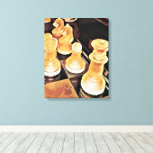 Schaakspel Oorspronkelijke Abstracte kunst Canvas Afdruk (Insitu (Houten vloer))