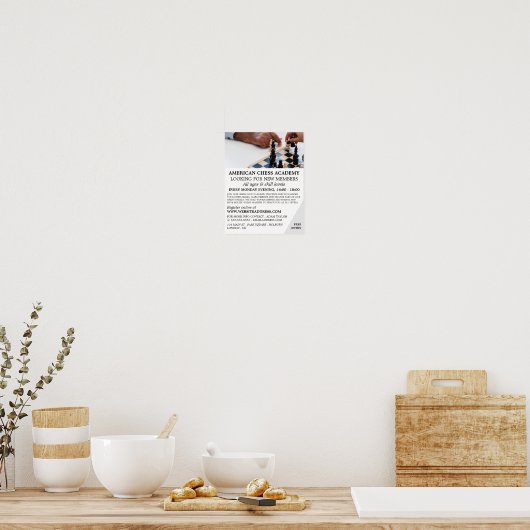 Schaakspel, schaakclub Adverteren Poster (Keuken)