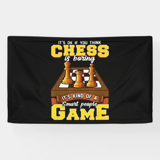 schaakspel: slimme mensen grappige schaakspeler spandoek (Horizontaal)