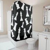 Schaakspel stukken ontwerp douchegordijn (In situ)